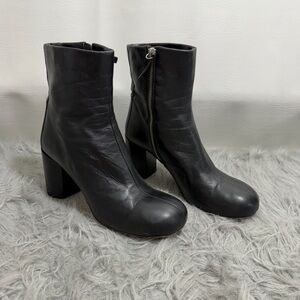 Zara Black Leather Ankle Boots